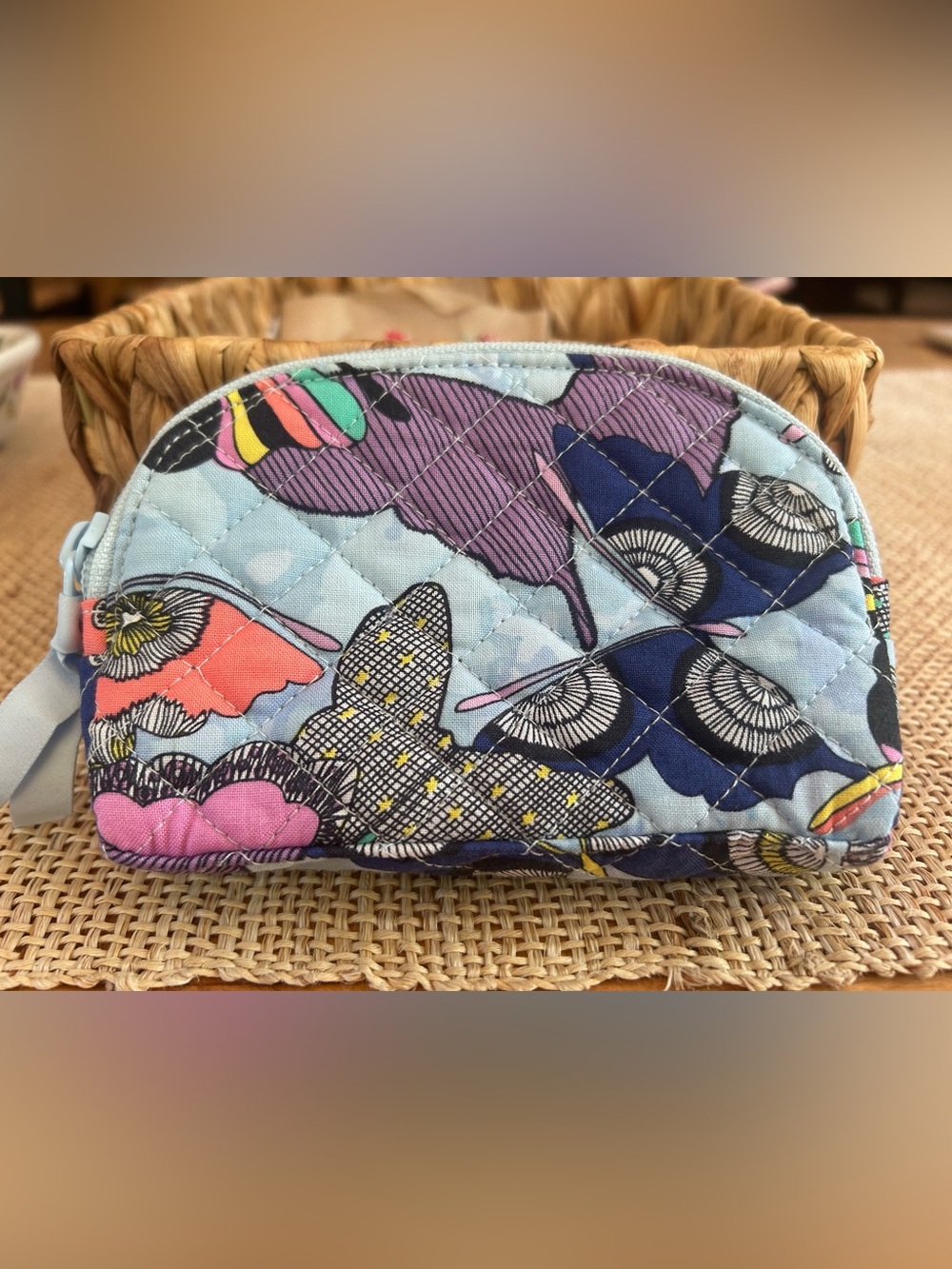 Vera Bradley Quilted Small Cosmetic Pouch in Butterfly By Pattern. - Picture 1 of 4